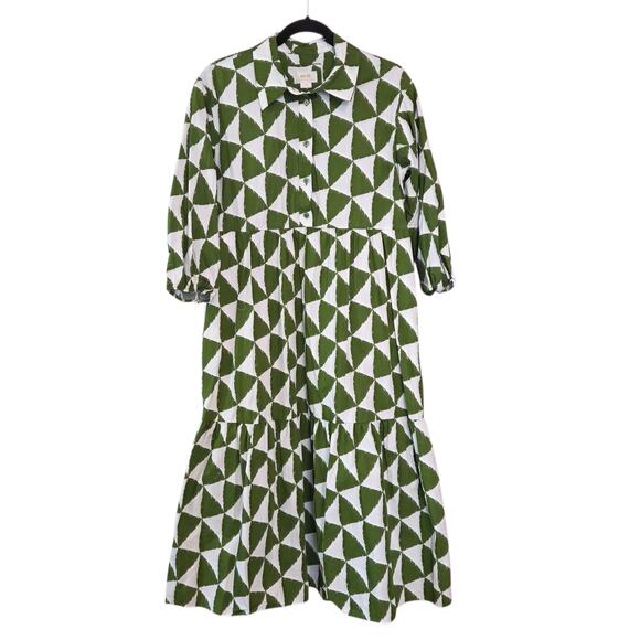 Maeve Anthropologie Bettina Tiered Shirt Dress Pockets Midi sz M Fits 8 10 12 - Picture 4 of 12